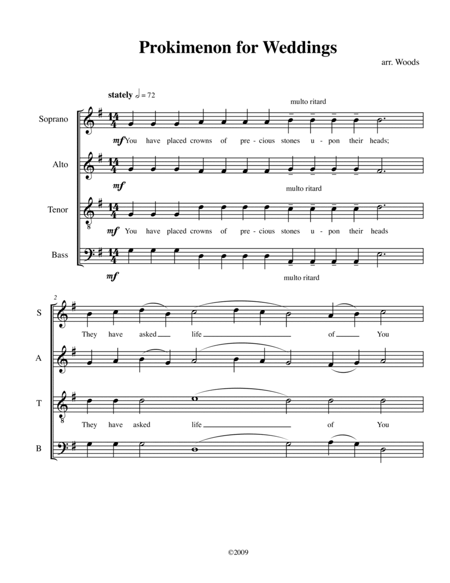 Prokeimenon for Weddings (arr. Timothy D. Woods)