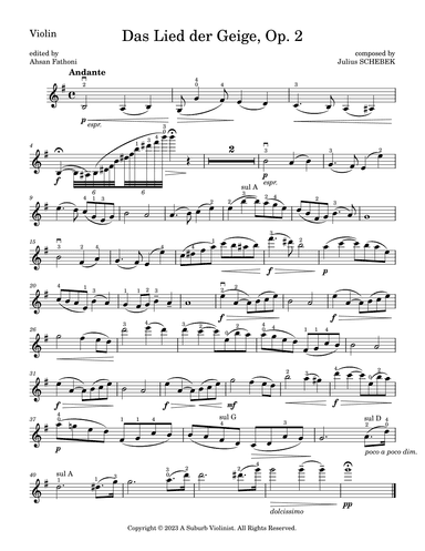 Das Lied der Geige, Op. 2 (arr. Ahsan Fathoni)