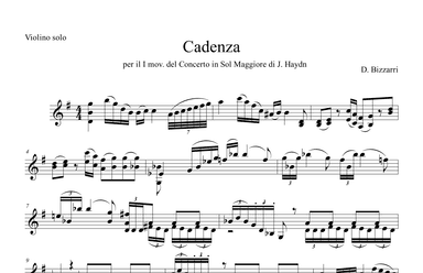 Cadenza per il Concerto in Sol Maggiore Hob VII a/4 (I movimento)