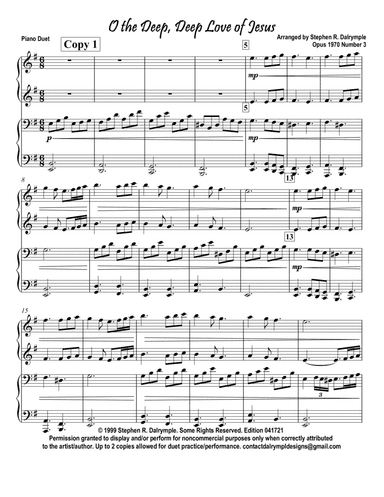 O the Deep Deep Love of Jesus - piano duet arrangement by Stephen R Dalrymple (arr. Stephen R. Dalrymple (Dalrymple Designs))