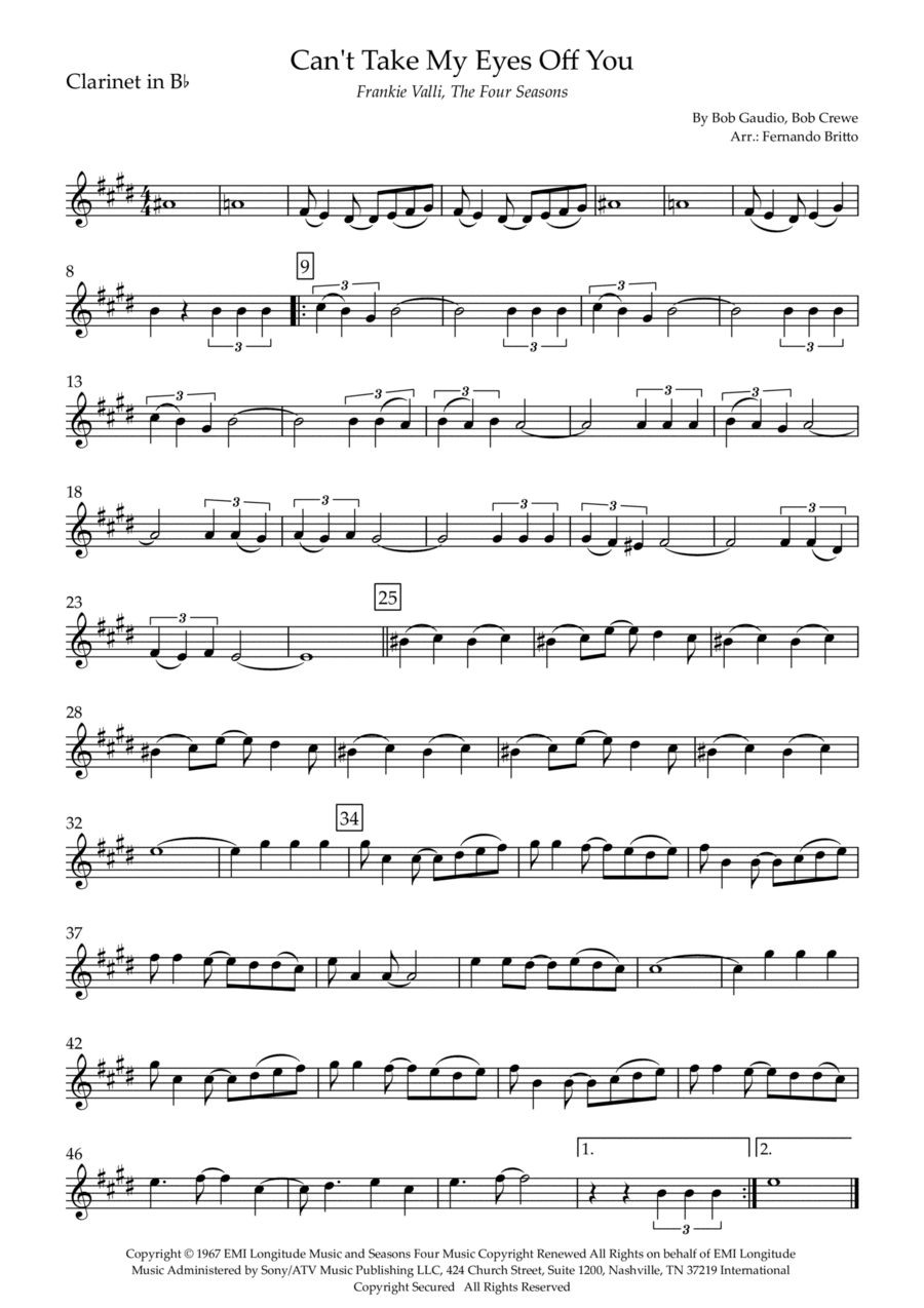 Can't Take My Eyes Off Of You (arr. Fernando Britto)