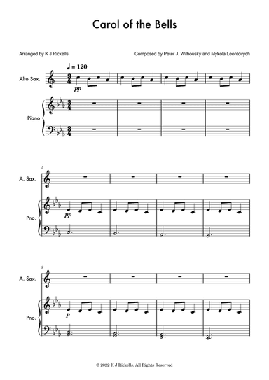 Carol Of The Bells - Alto/Baritone Saxophone (arr. K J Rickells)
