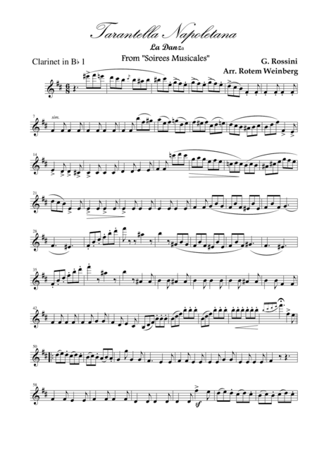 Tarantella Napoletana, La Danza (Clarinet Quartet) (arr. Rotem Weinberg)