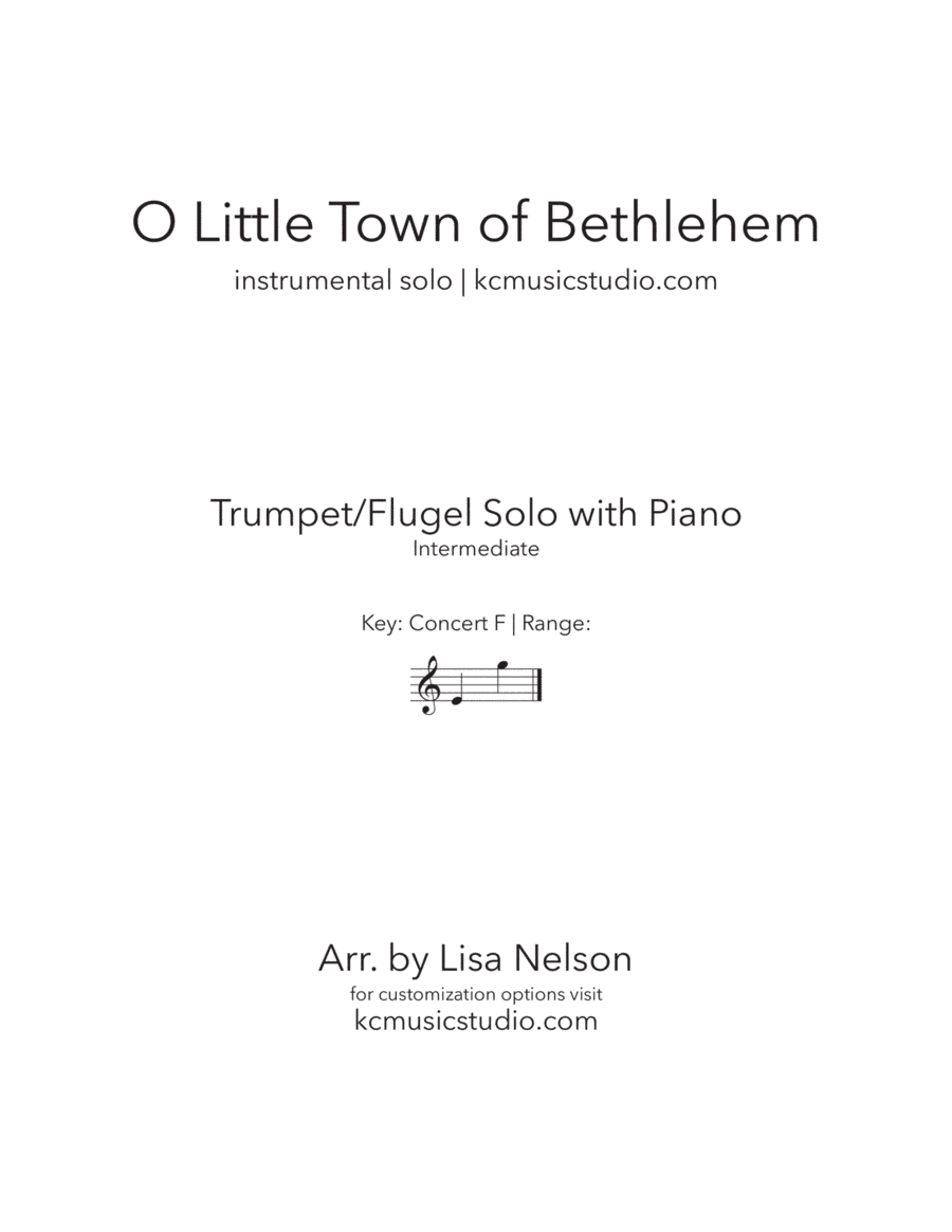 O Little Town of Bethlehem - Advanced Trumpet and Piano (arr. Lisa Nelson)