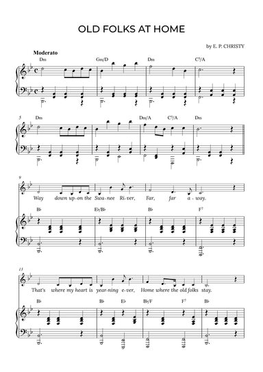 OLD FOLKS AT HOME in Bb with chords (arr. Alex Nunes Rodrigues)