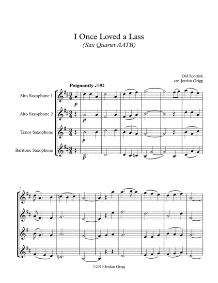 I Once Loved a Lass (Sax Quartet AATB) (arr. Jordan Grigg)