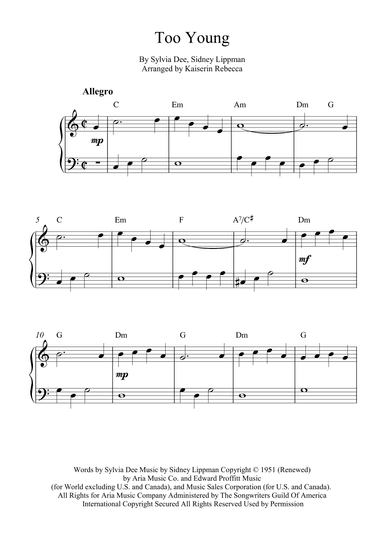 Too Young (arr. Kaiserin Rebecca)
