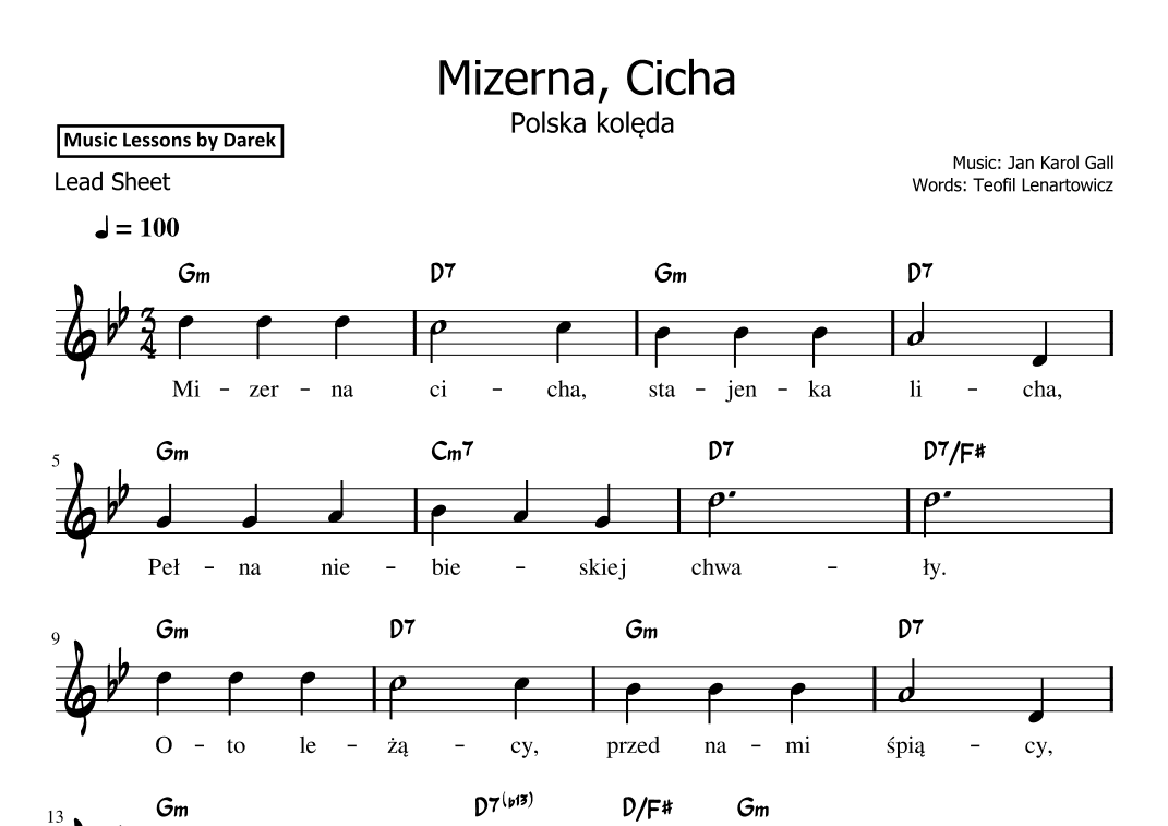 Mizerna, Cicha (Polish Christmas Carol) [Lead Sheet] (arr. Darek)