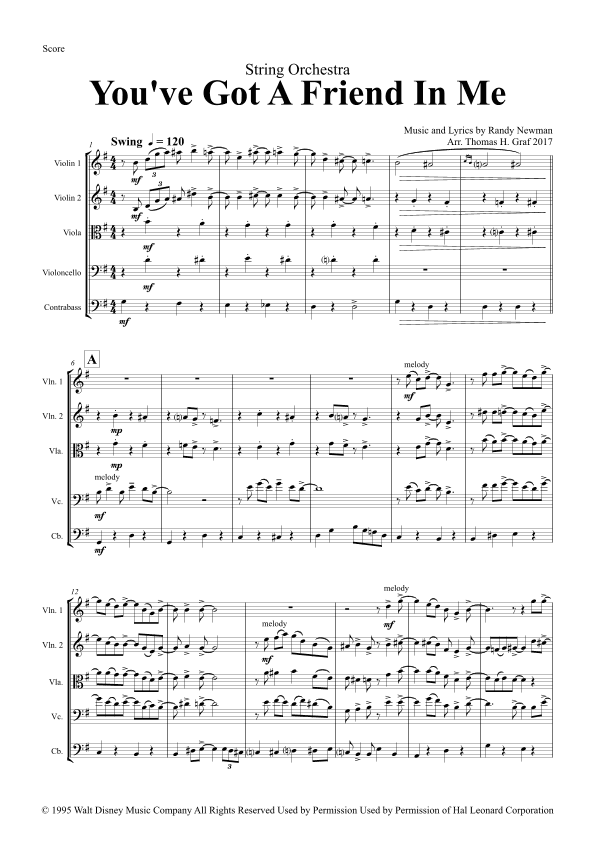 You've Got A Friend In Me (arr. Thomas Graf)