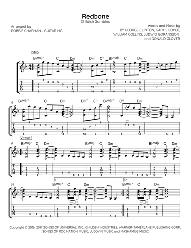 Redbone (arr. Robbie Chapman - Guitar MG)