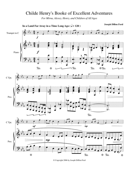 Childe Henry's Booke of Excellent Adventures for Trumpet in C and Pianoforte