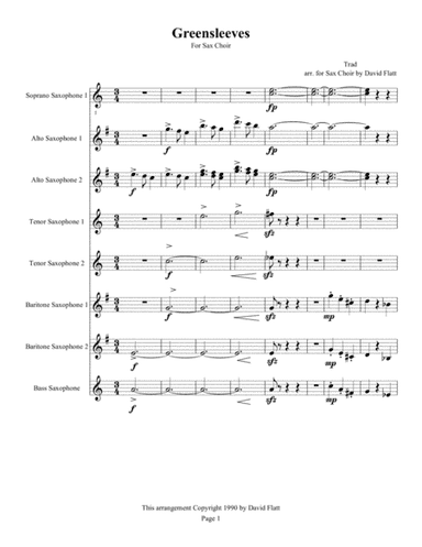 Grensleeves for Multiple Saxes (arr. David Flatt)