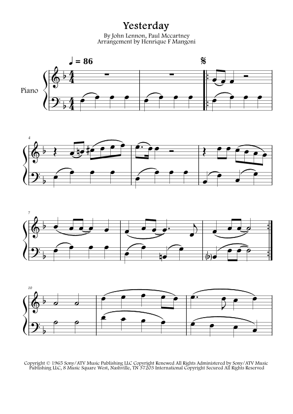Yesterday (arr. Henrique F Mangoni)
