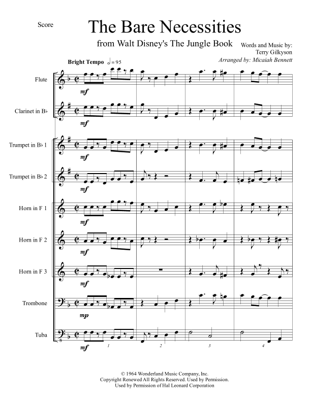 The Bare Necessities  from THE JUNGLE BOOK (arr. Micaiah Bennett)