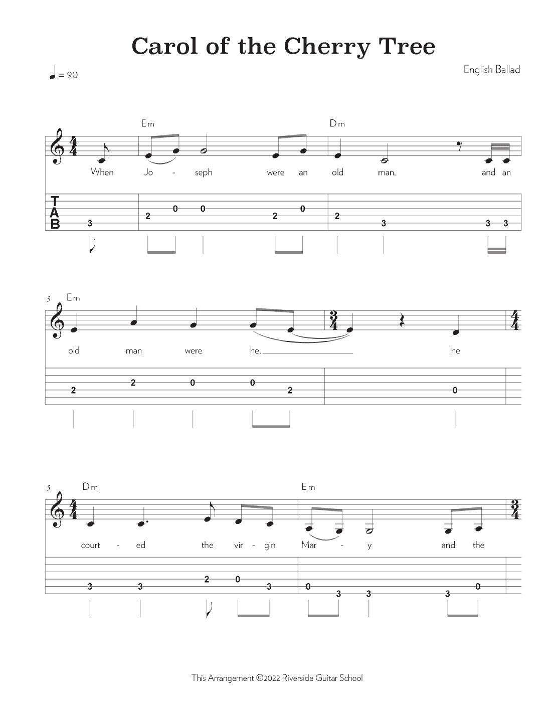 Carol of the Cherry Tree (arr. Riverside Guitar School)