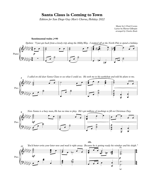 Santa Claus Is Comin' To Town (arr. Charles Beale)