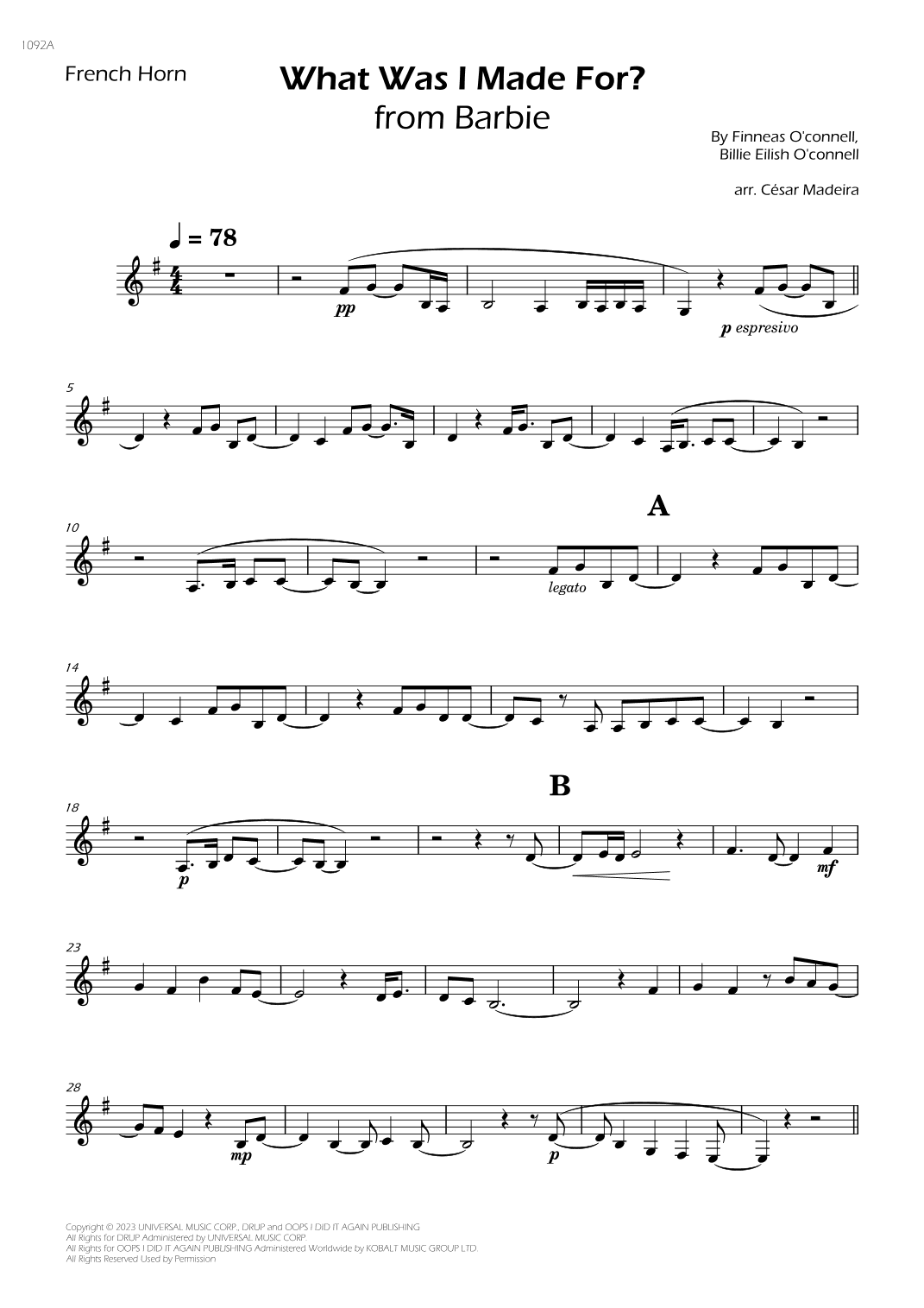 What Was I Made For? (arr. César Madeira)