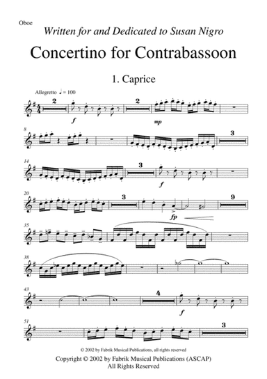 Barton Cummings: Concertino for contrabassoon and concert band, oboe part