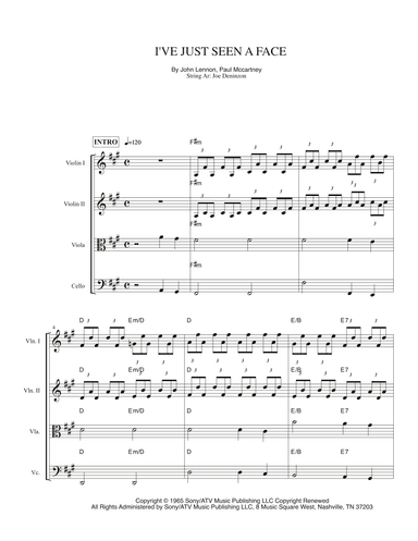 I've Just Seen A Face (arr. Joe Deninzon)