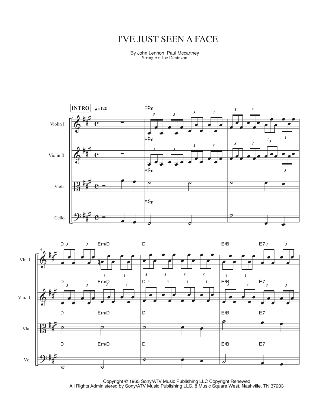 I've Just Seen A Face (arr. Joe Deninzon)