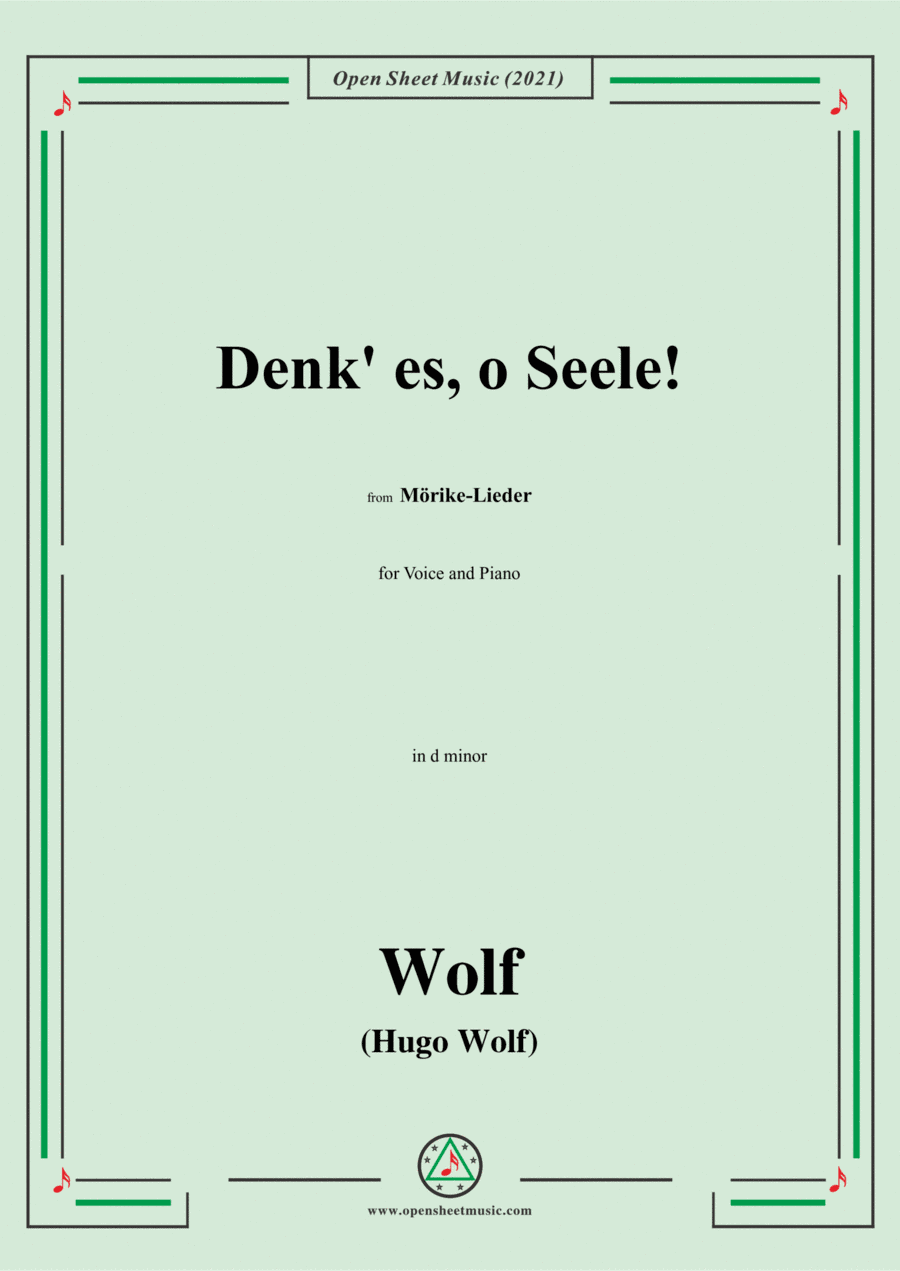 Wolf-Denk es,o Seele!in d minor,IHW 22 No.39,from Morike-Lieder,for Voice and Piano (arr. Open Cloud)