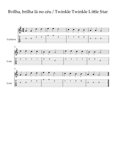 Brilha brilha lá no céu - Twinkle twinkle little star (arr. Tiago Jose Neto Parra Amorim Pinto)