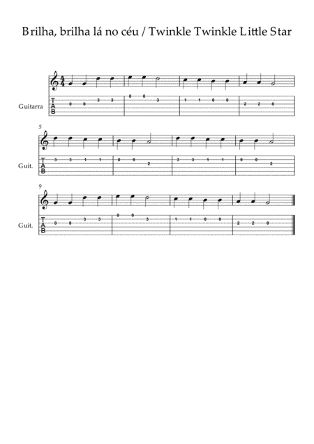 Brilha brilha lá no céu - Twinkle twinkle little star (arr. Tiago Jose Neto Parra Amorim Pinto)