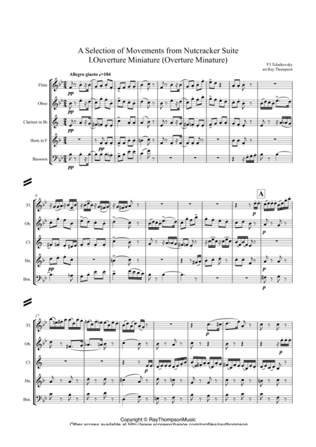 Tchaikovsky: Casse-Noisette (Nutcracker Suite) (A Selection of 5 Movements from) - wind quintet (arr. Ray Thompson)