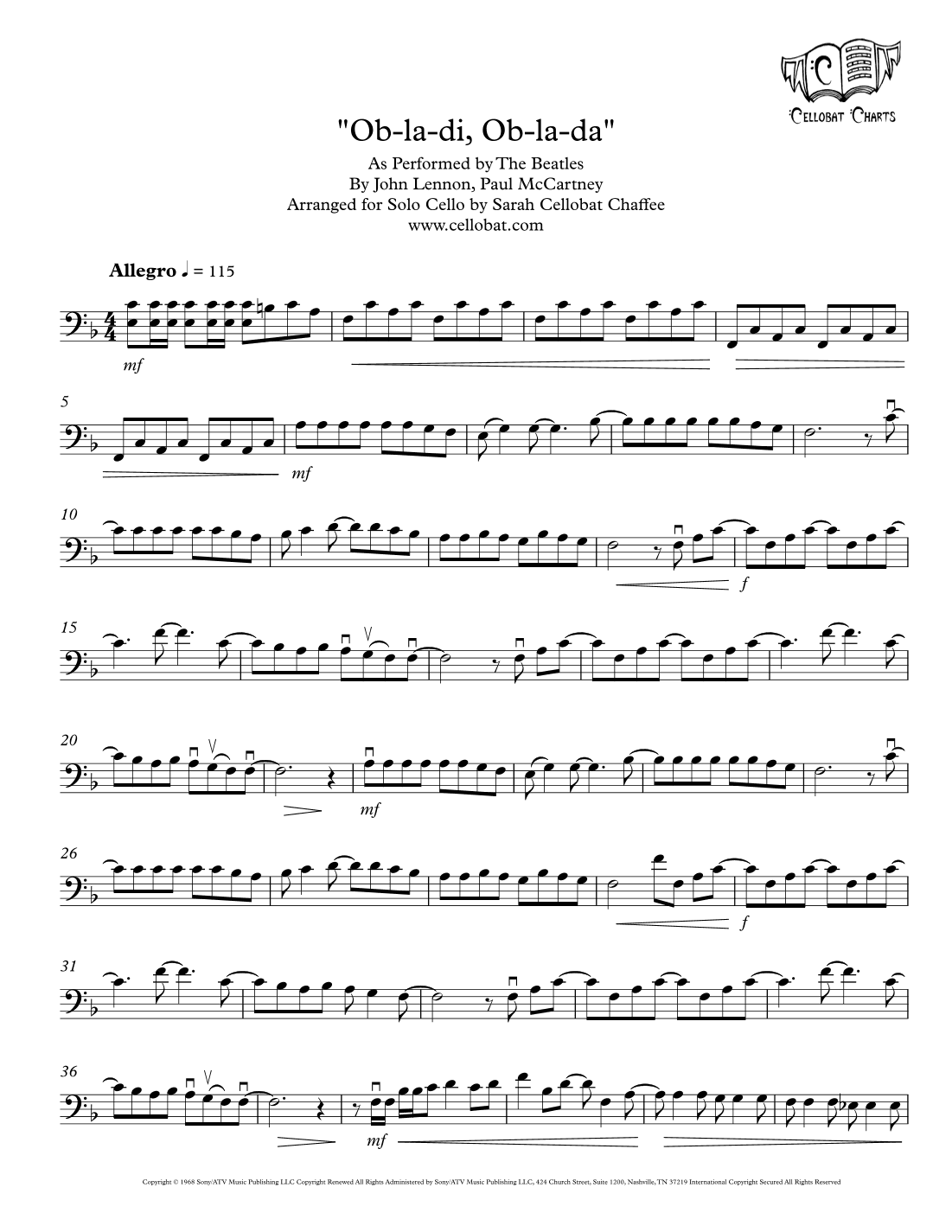 Ob-la-di, Ob-la-da (arr. Sarah Cellobat Chaffee)