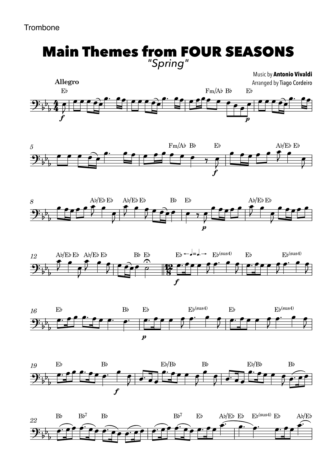 Main Themes from Four Seasons “Spring” (arr. Tiago Cordeiro)