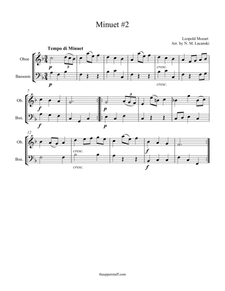 Minuet #2 (arr. Nick Lacanski)