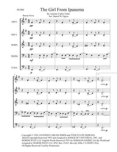 The Girl From Ipanema (garôta De Ipanema) (arr. Daniel W. Ogren)
