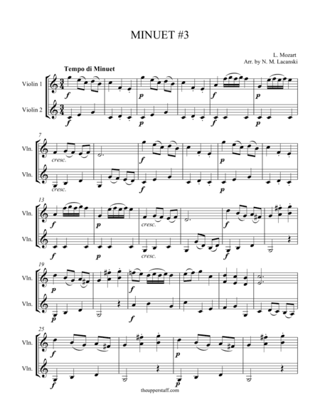 Minuet #3 (arr. Nick Lacanski)