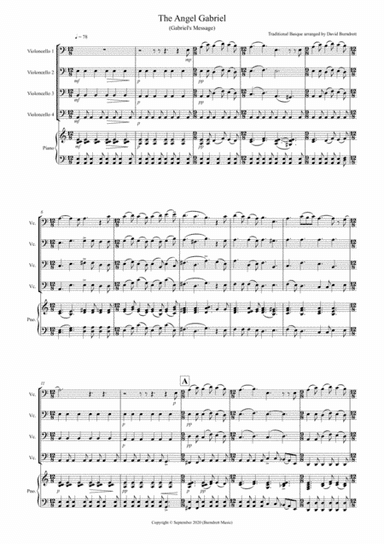 The Angel Gabriel for Cello Quartet (arr. David Burndrett)