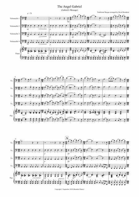 The Angel Gabriel for Cello Quartet (arr. David Burndrett)