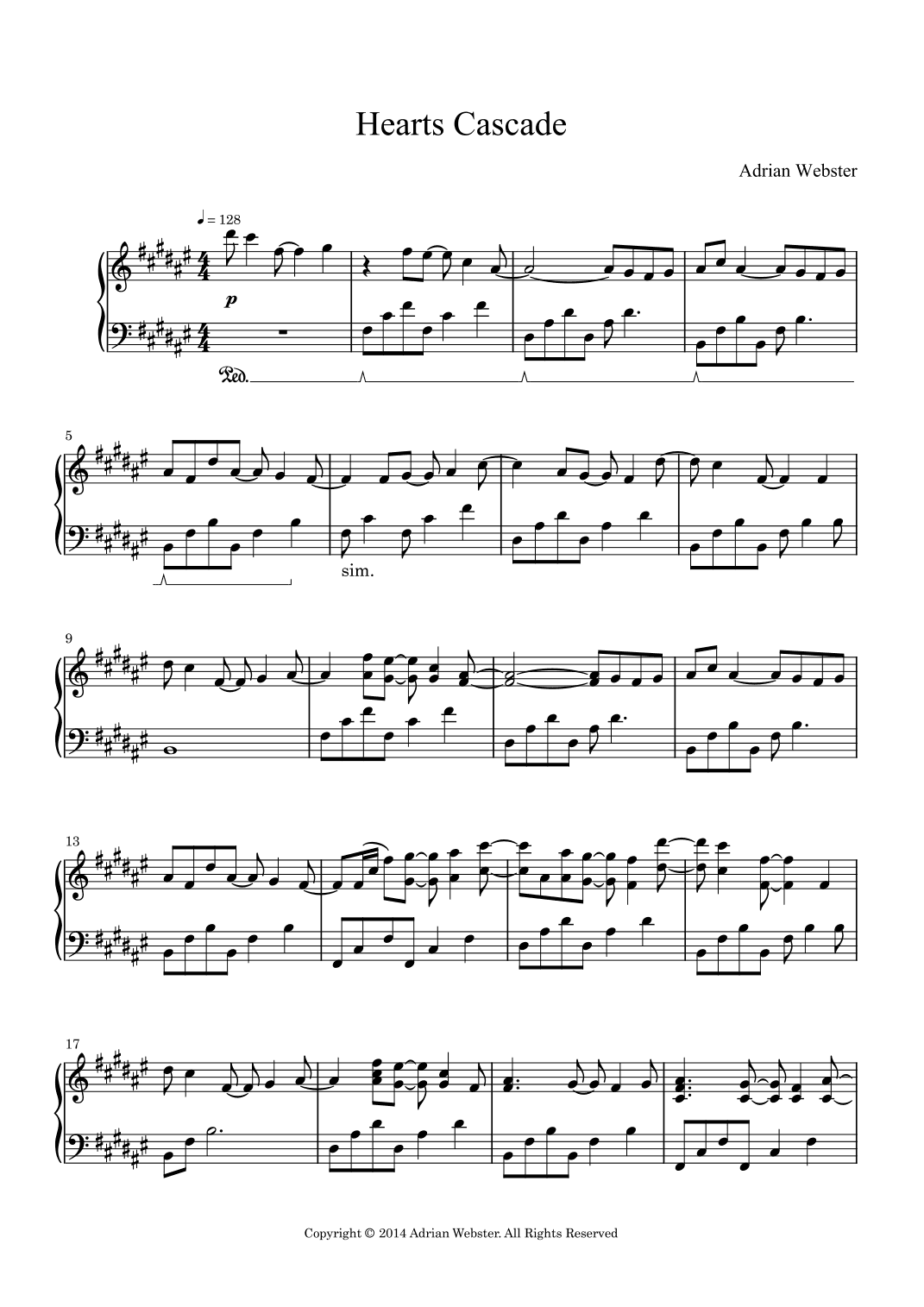 Hearts Cascade - CrusaderBeach - Beautiful Romantic Piano Solo