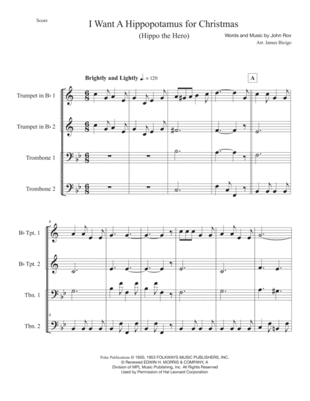 I Want A Hippopotamus For Christmas (Hippo The Hero) (arr. Jim Bicigo)