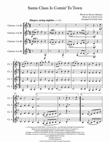 Santa Claus Is Comin' To Town (arr. Emily Gray)