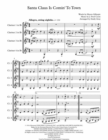Santa Claus Is Comin' To Town (arr. Emily Gray)