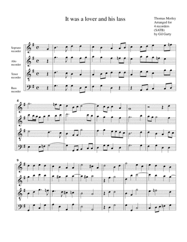 It was a lover and his lass (arrangement for 4 recorders) (arr. Gil Garty)