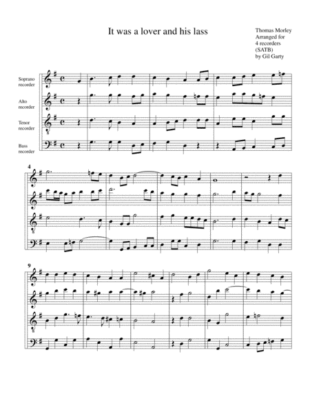 It was a lover and his lass (arrangement for 4 recorders) (arr. Gil Garty)