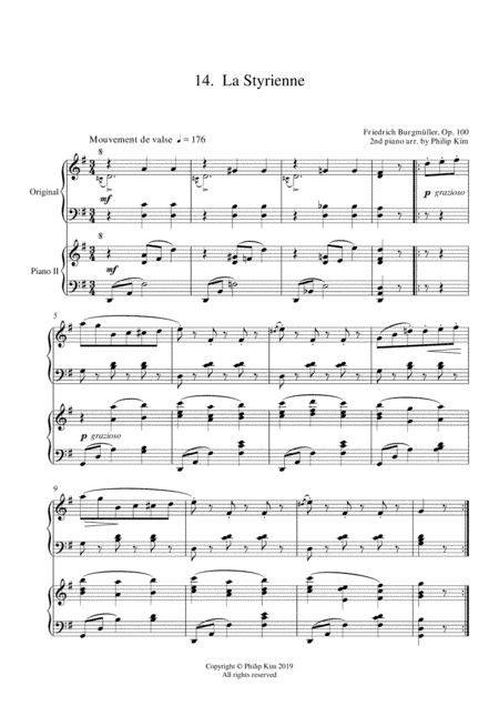 14. La Styrienne 25 Progressive Studies Opus 100 for 2 pianos Friedrich Burgmüller (arr. Philip Kim)