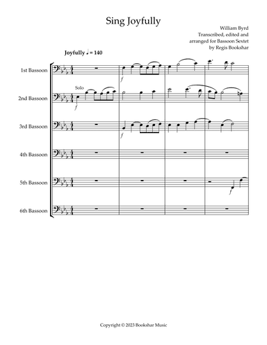 Sing Joyfully (Eb) (Bassoon Sextet) (arr. Regis Bookshar)