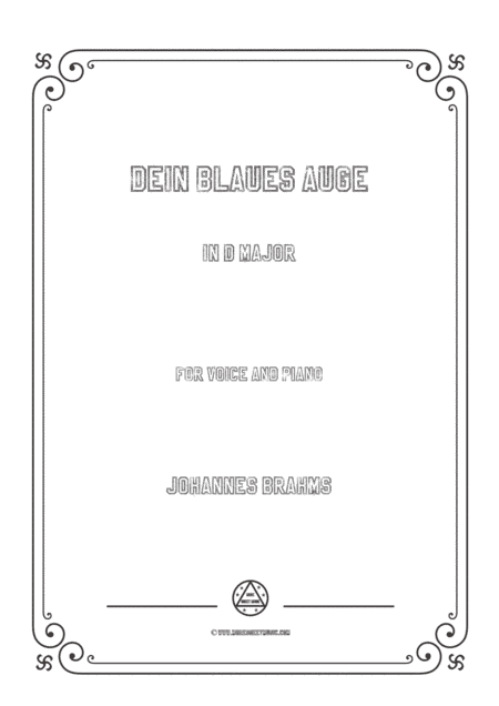Brahms-Dein blaues Auge in D Major,for voice and piano (arr. MSM)