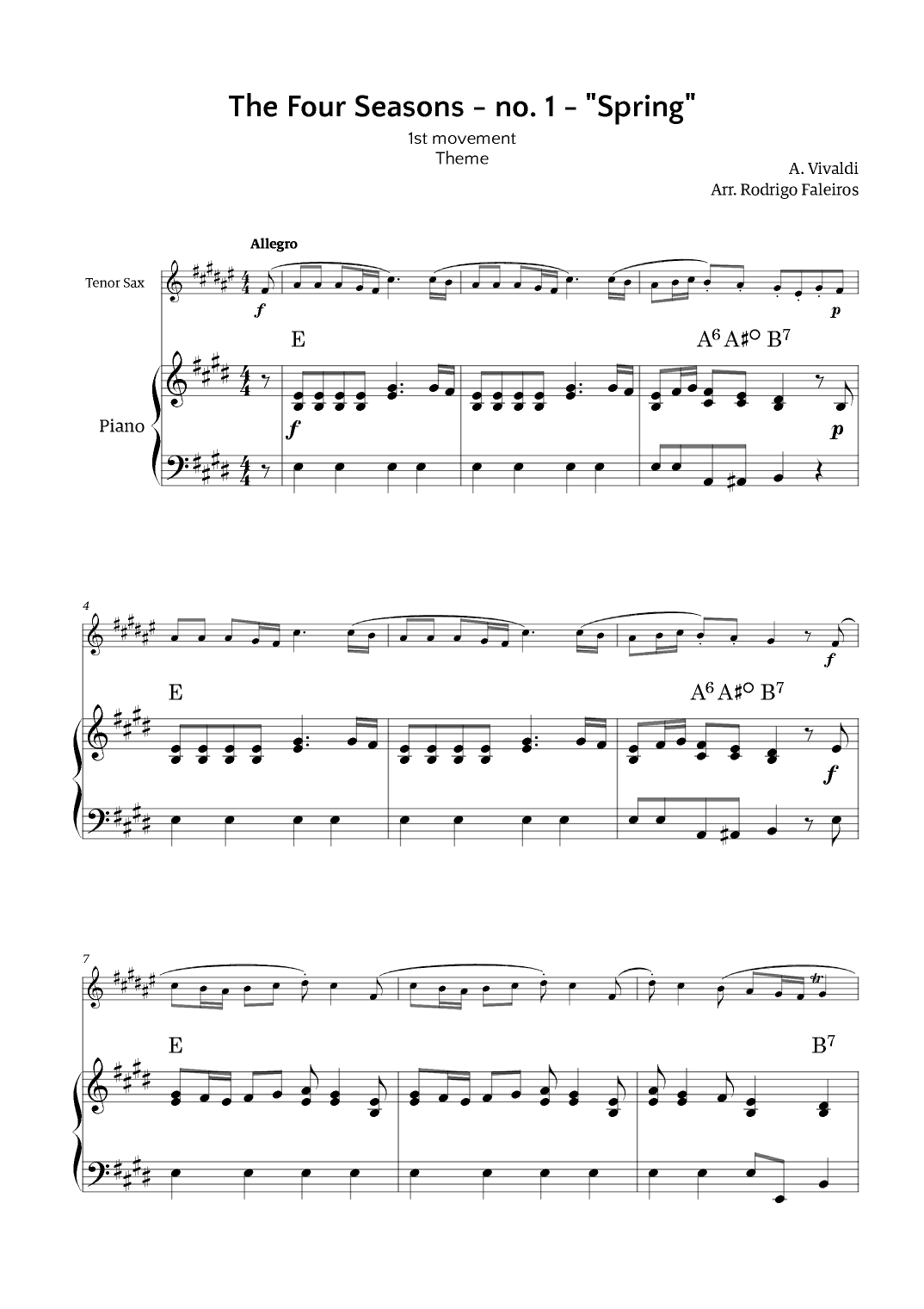 The Four Seasons - Spring (arr. Rodrigo Faleiros)
