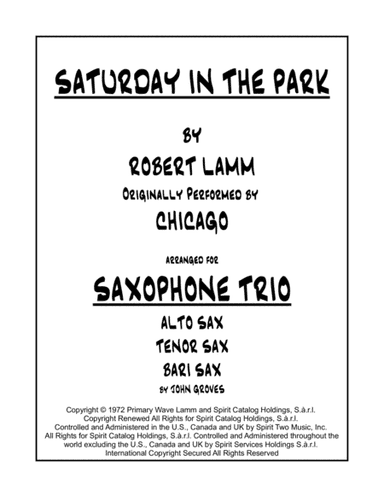 Saturday In The Park (arr. John Groves)