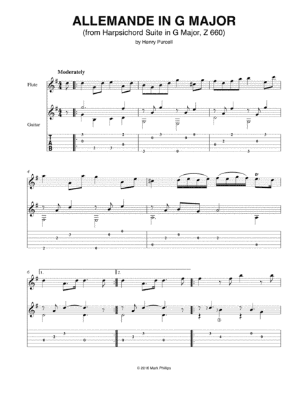 Allemande in G Major (from Harpsichord Suite in G Major, Z 660) (arr. Mark Phillips)