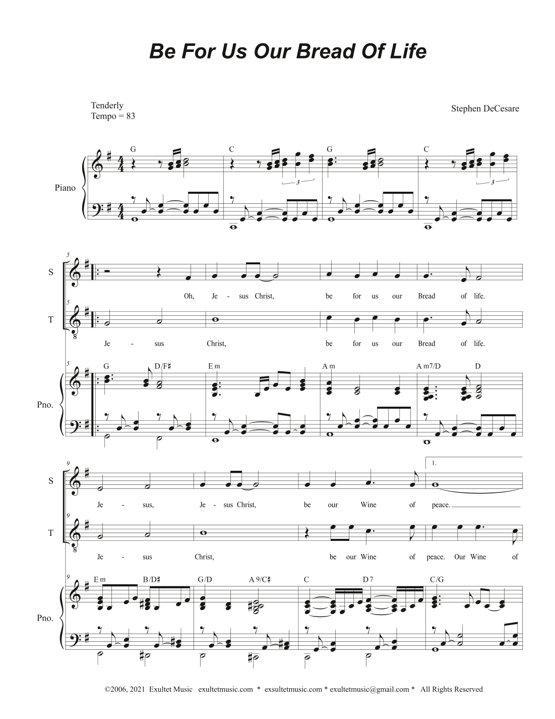 Be For Us Our Bread Of Life (2-part choir - (Soprano and Tenor)