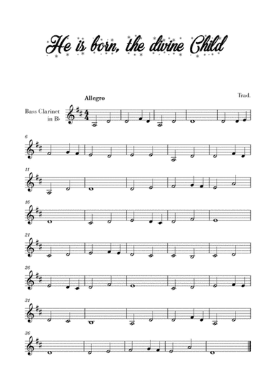 He is born, the divine Child (for Bass Clarinet) (arr. Cadenza Editions)