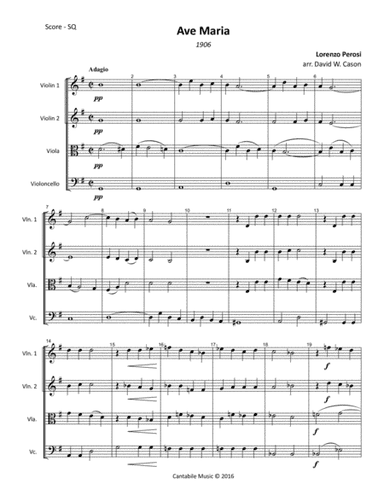 Ave Maria from Melodie sacre Anno X (Perosi) STRING QUARTET (arr. David W. Cason)